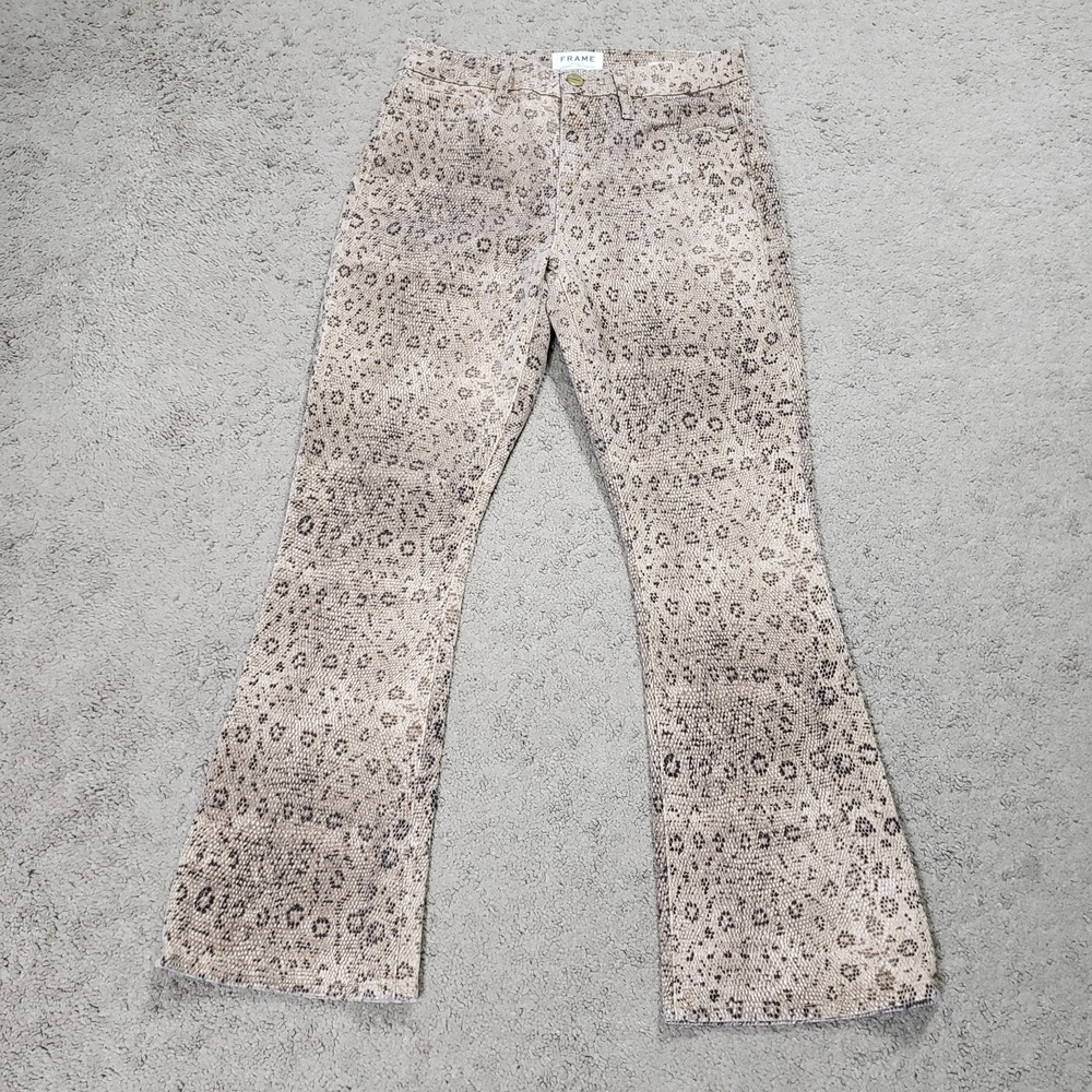 Frame Jeans Womens Brown 26 Le Crop Mini Boot Flare Snake Skin Denim Indie Boho